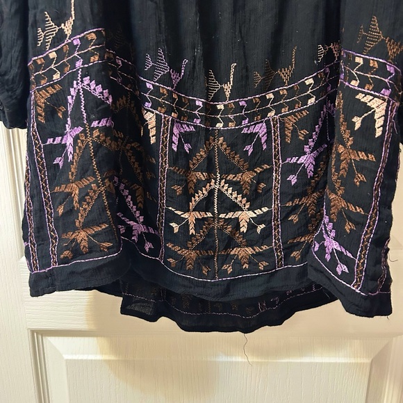 Free people Black Bohemian Dress with embroidery and tie back - Picture 4 of 6